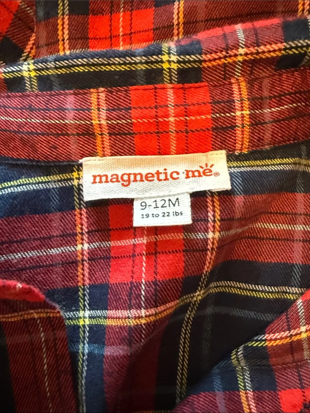 Magnetic Me Flannel Holiday Plaid Baby Boys Romper New!